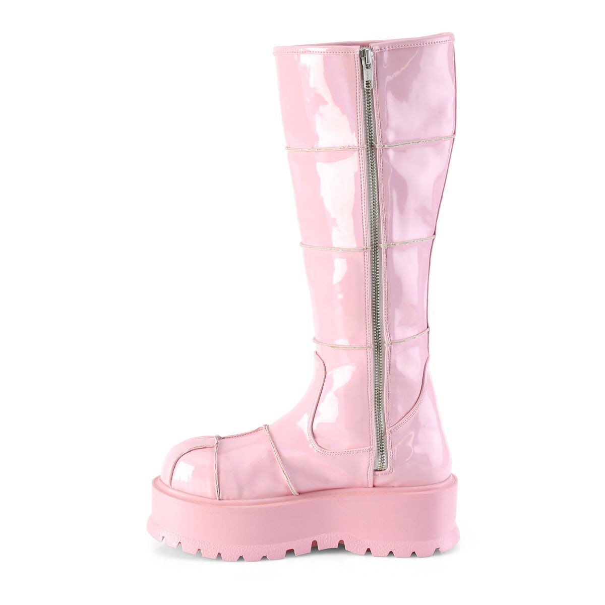 Botas Hasta La Rodilla Demonia Slacker-230 Hologram Charol Mujer Rosas | MX-0-XNI