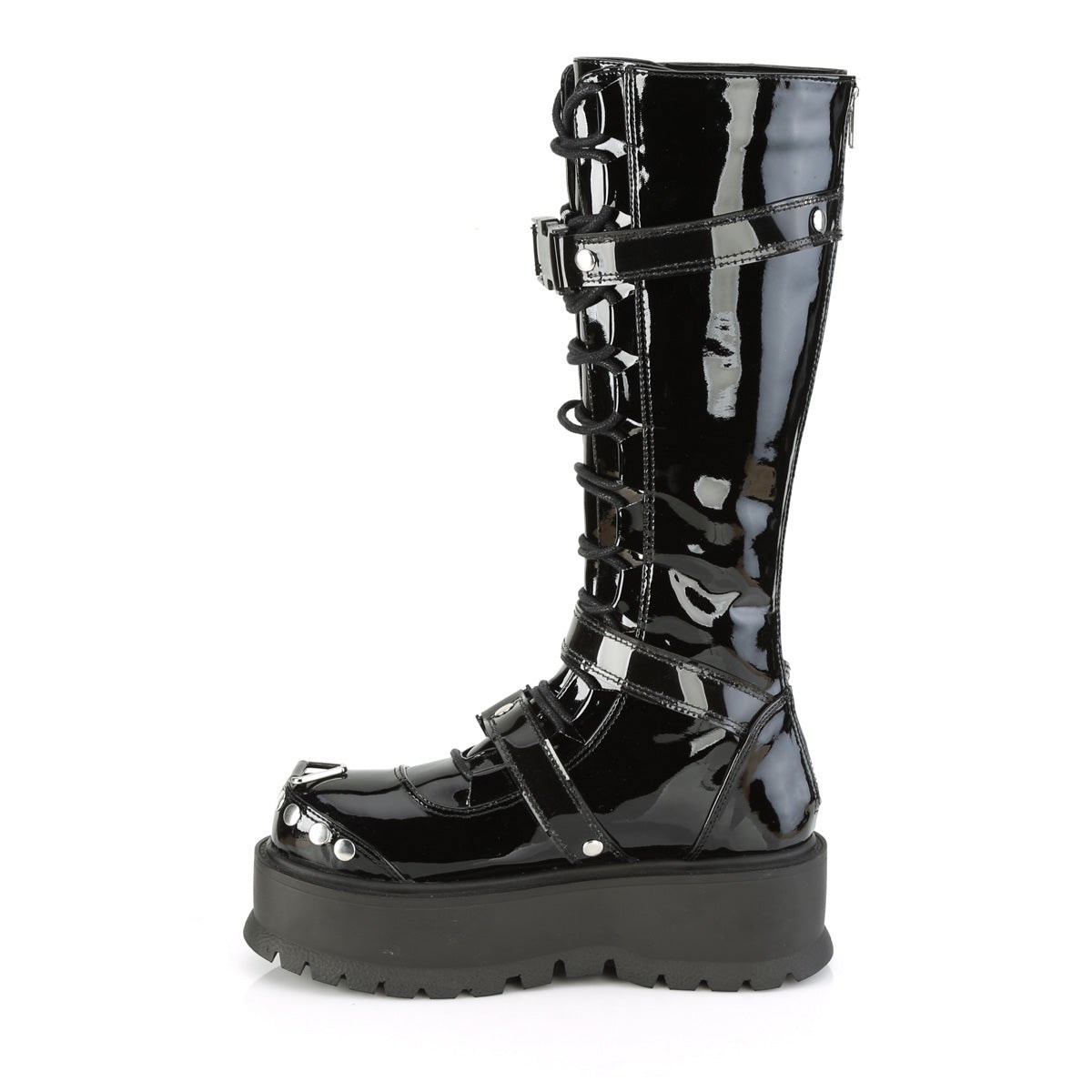 Botas Hasta La Rodilla Demonia Slacker-260 Charol Mujer Negros | MX-4-ZBC