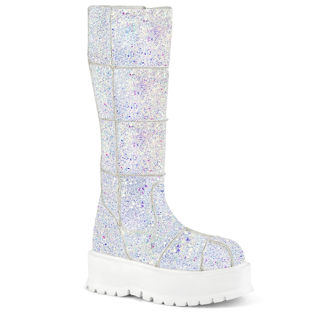 Botas Hasta La Rodilla Demonia Slacker-230 Glitter Mujer Blancos Multicolor | MX-9-DWC