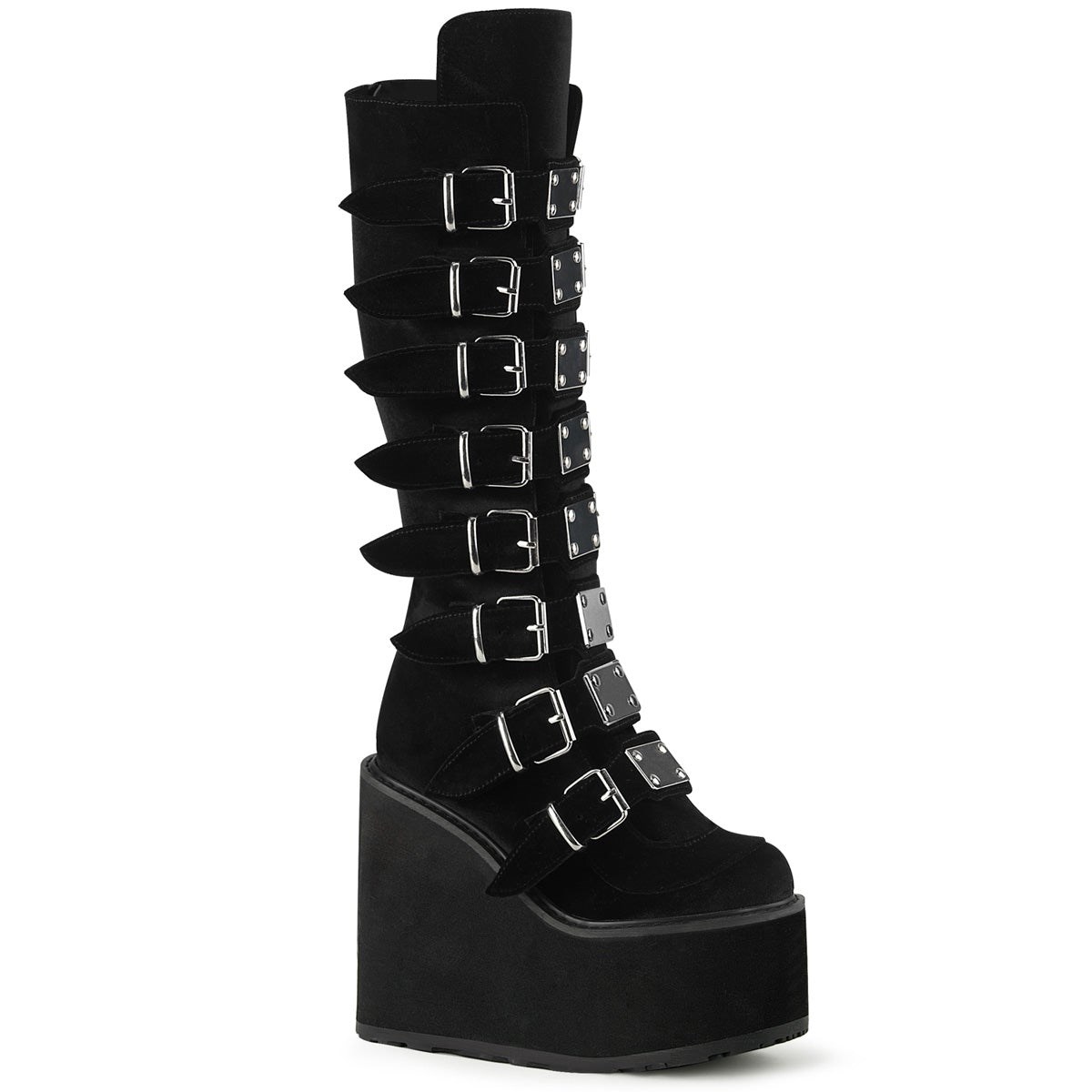 Botas Hasta La Rodilla Demonia Swing-815 Velvet Mujer Negros | MX-4-GBD