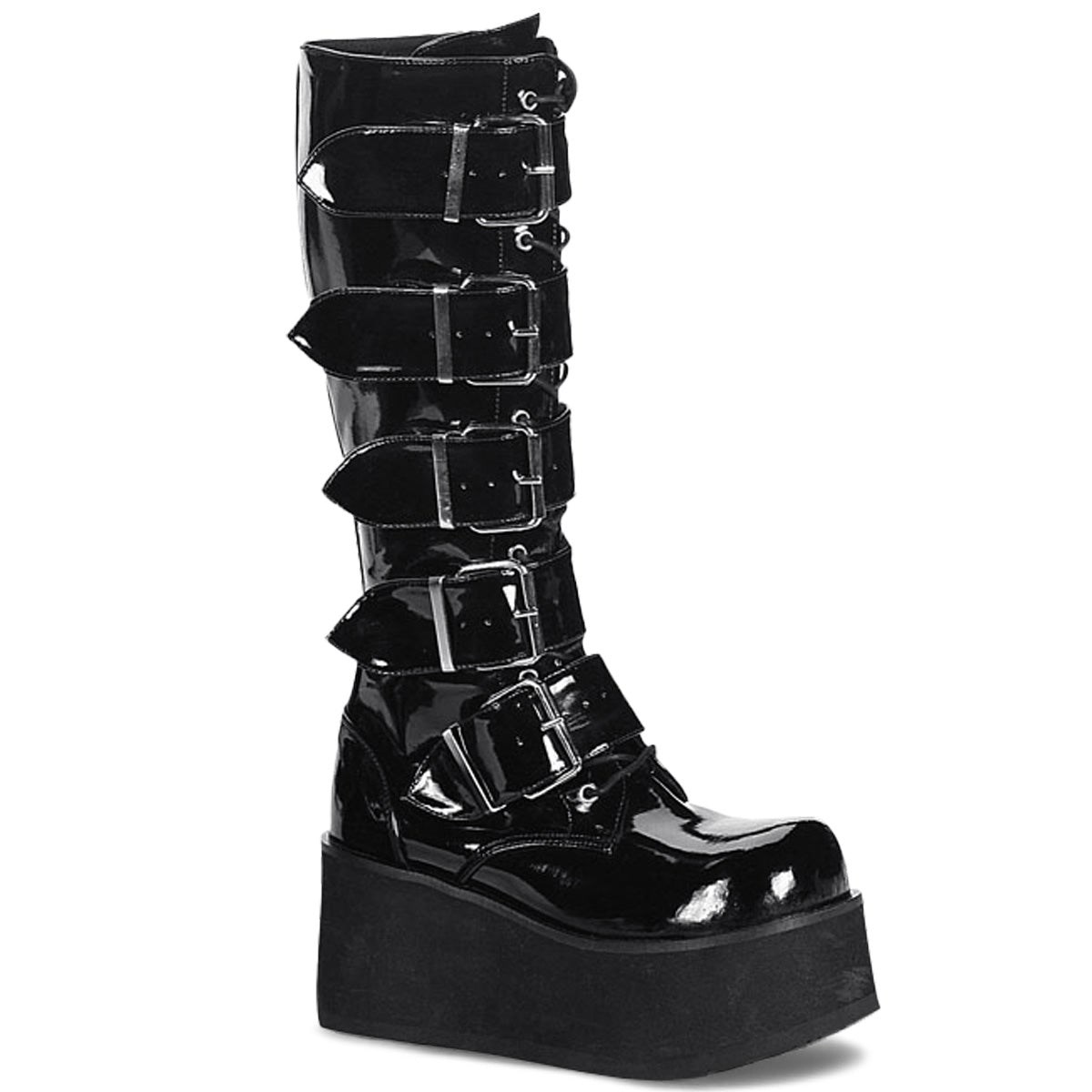 Botas Hasta La Rodilla Demonia Trashville-518 Charol Mujer Negros | MX-9-LOD