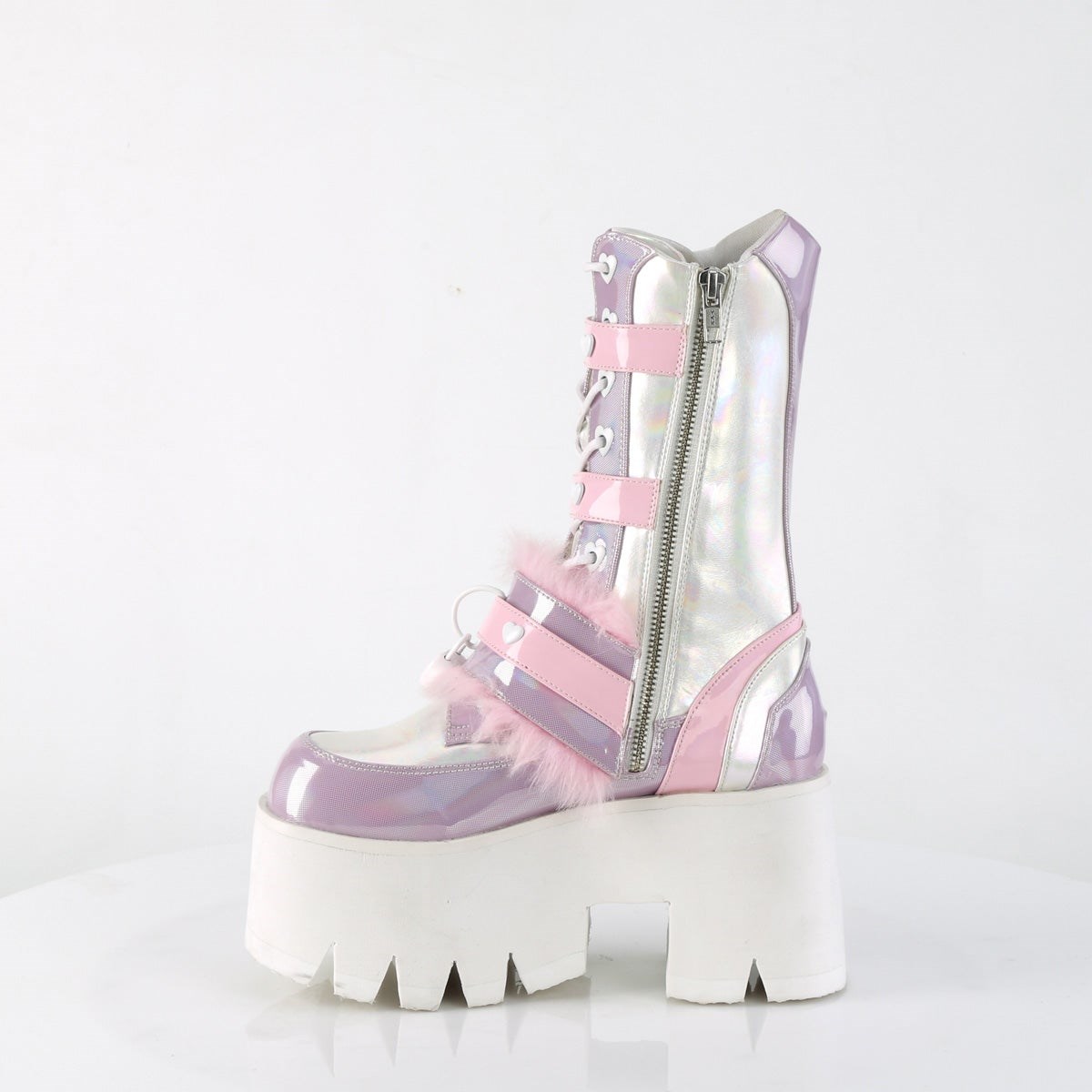 Botines Demonia Ashes-120 Holographic Charol Mujer Lavanda | MX-5-QOE