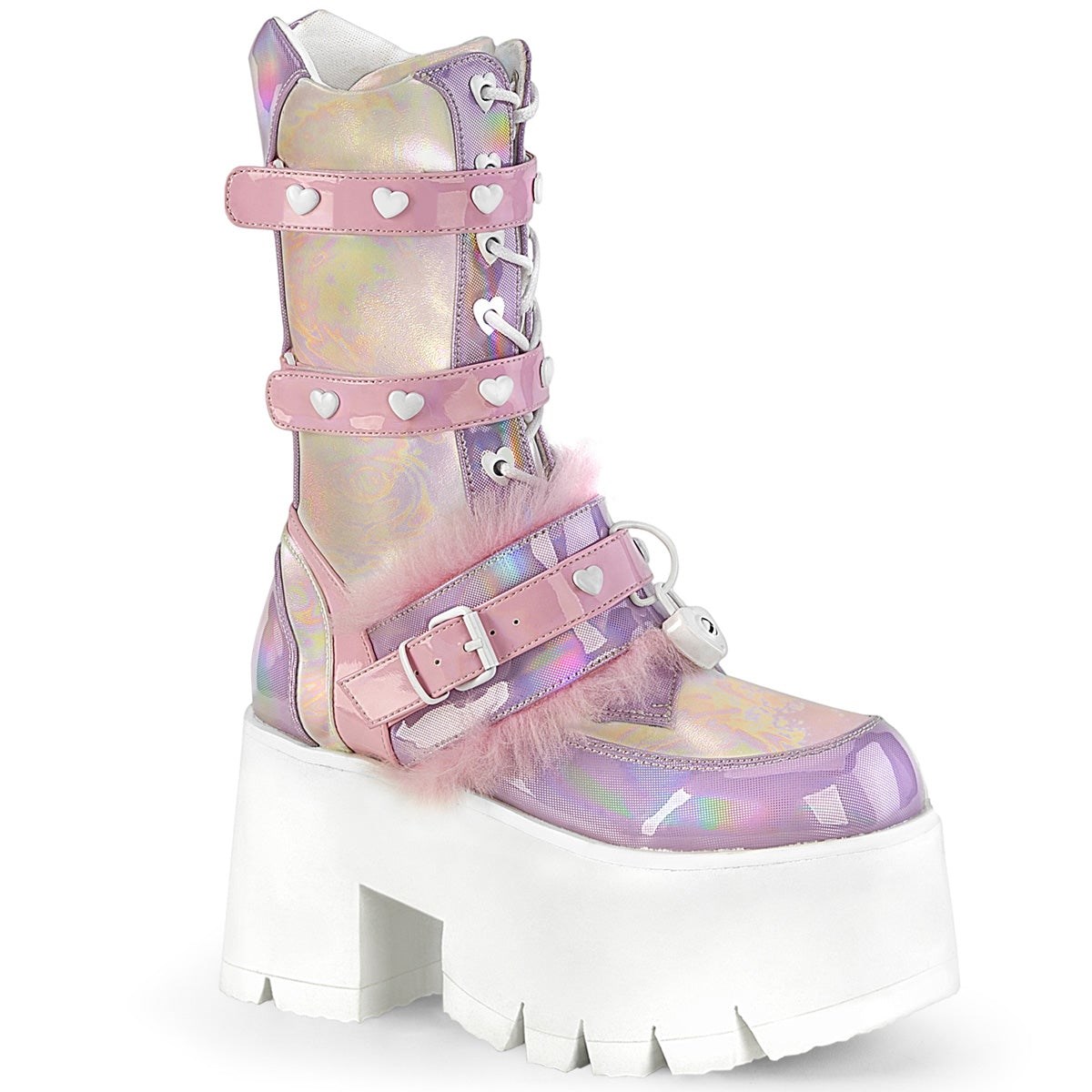 Botines Demonia Ashes-120 Holographic Charol Mujer Lavanda | MX-5-QOE