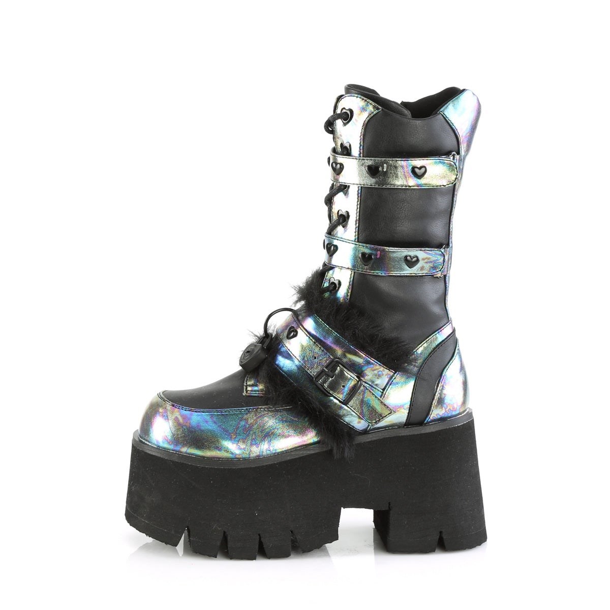 Botines Demonia Ashes-120 Vegan Cuero Mujer Negros Multicolor | MX-8-NBK