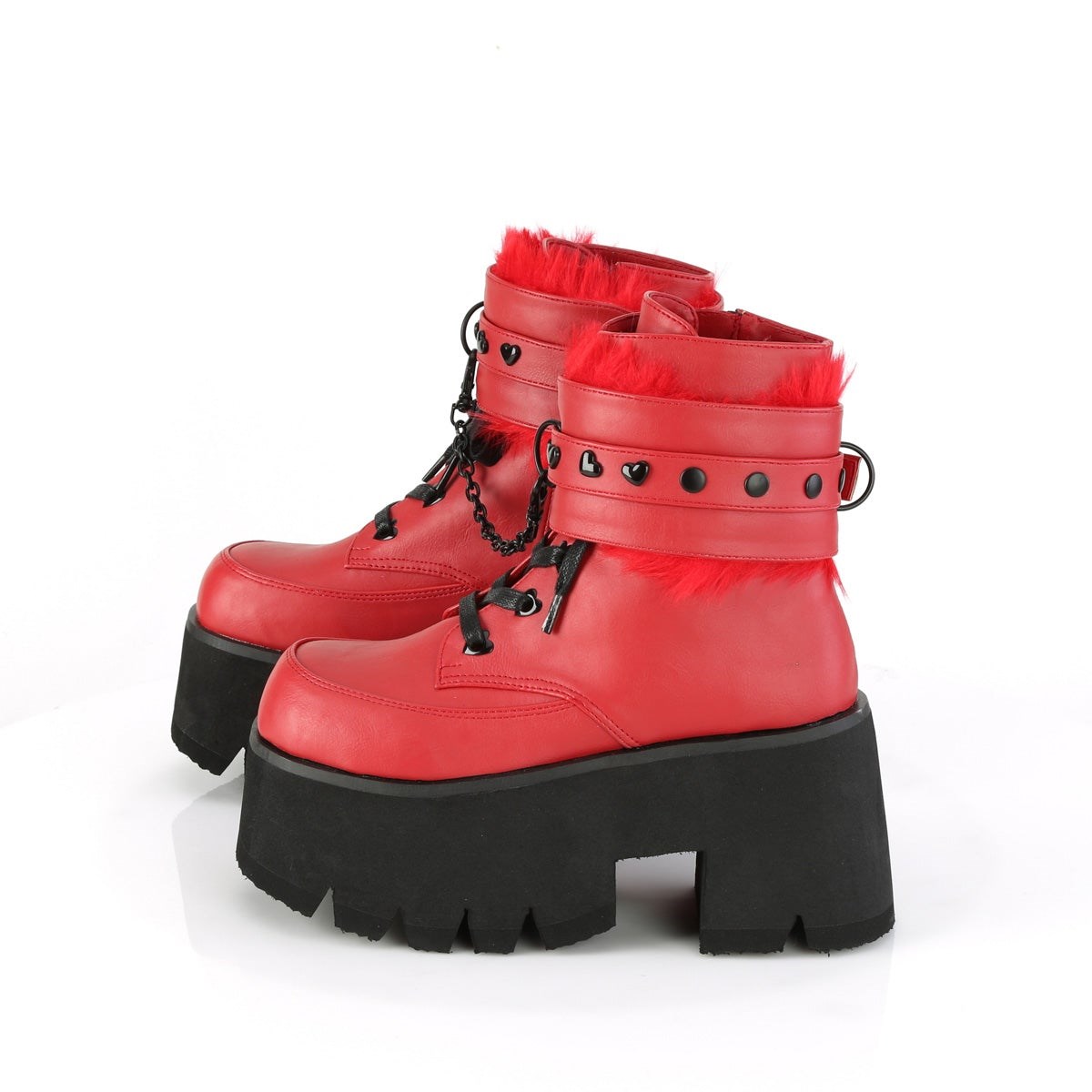 Botines Demonia Ashes-57 Vegan Cuero Mujer Rojos | MX-6-RPL