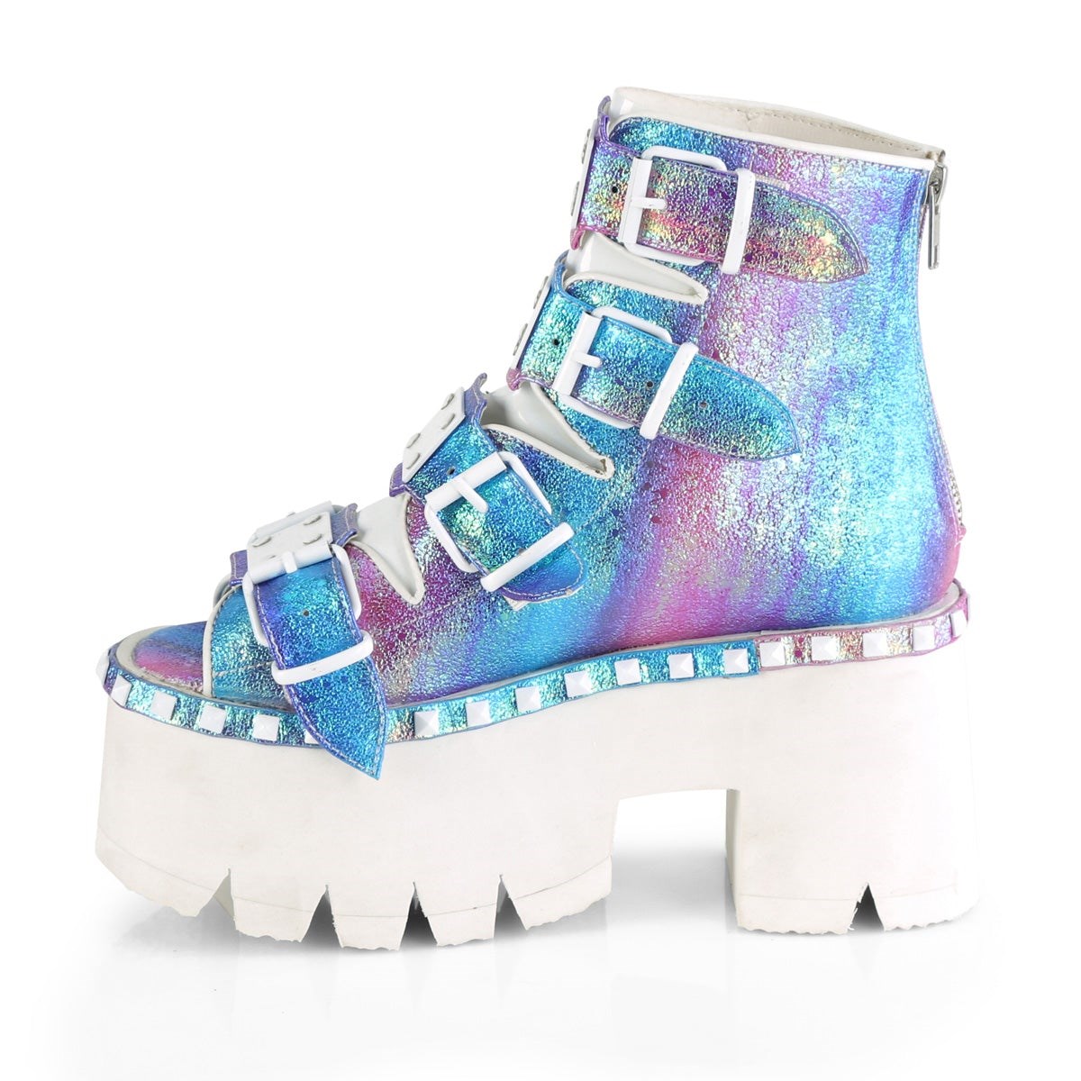 Botines Demonia Ashes-70 Iridescent Vegan Cuero Mujer Morados | MX-3-XCT