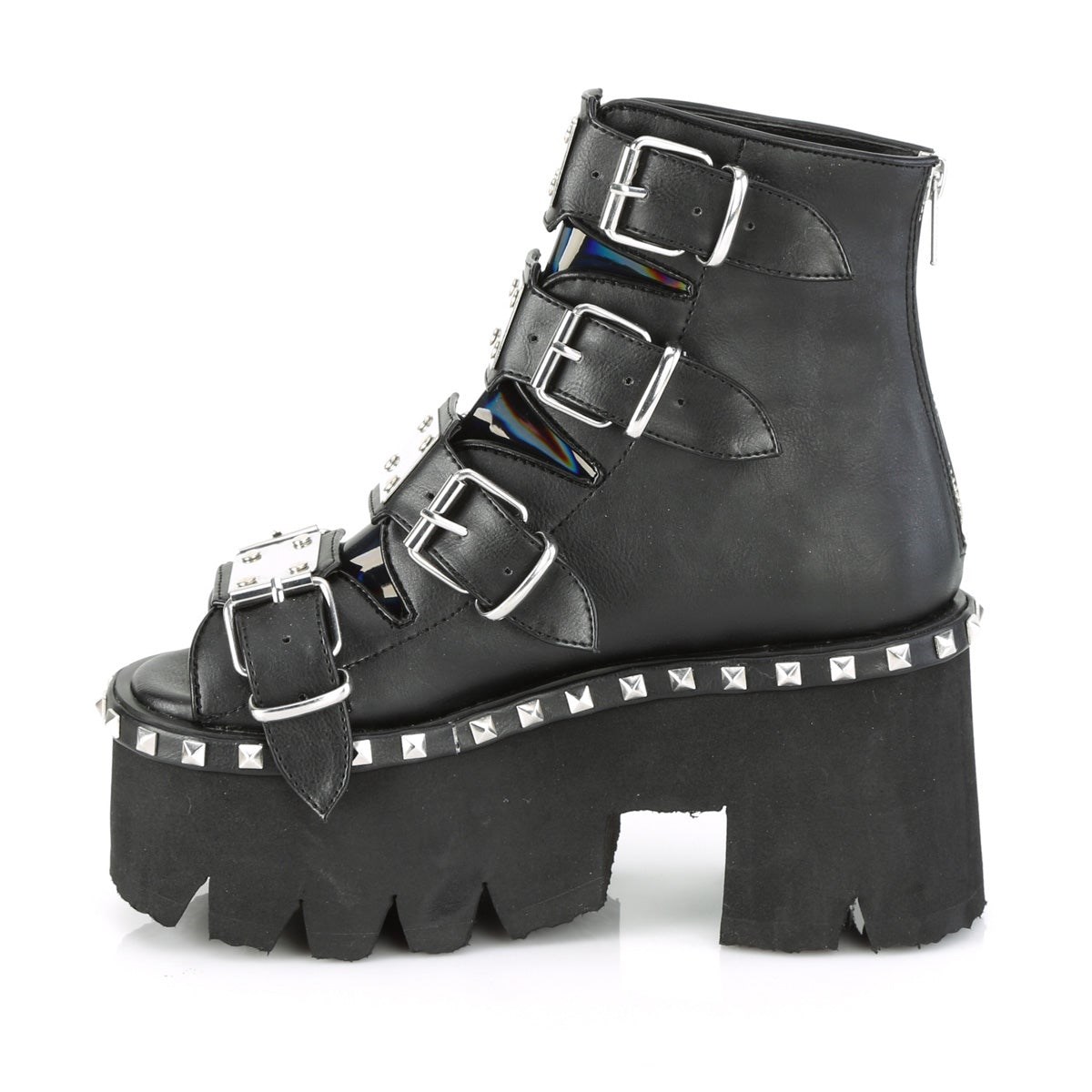 Botines Demonia Ashes-70 Vegan Cuero & Hologram Mujer Negros | MX-9-IFP