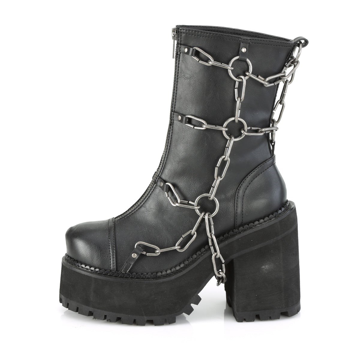 Botines Demonia Assault-66 Vegan Cuero Mujer Negros | MX-3-QFI