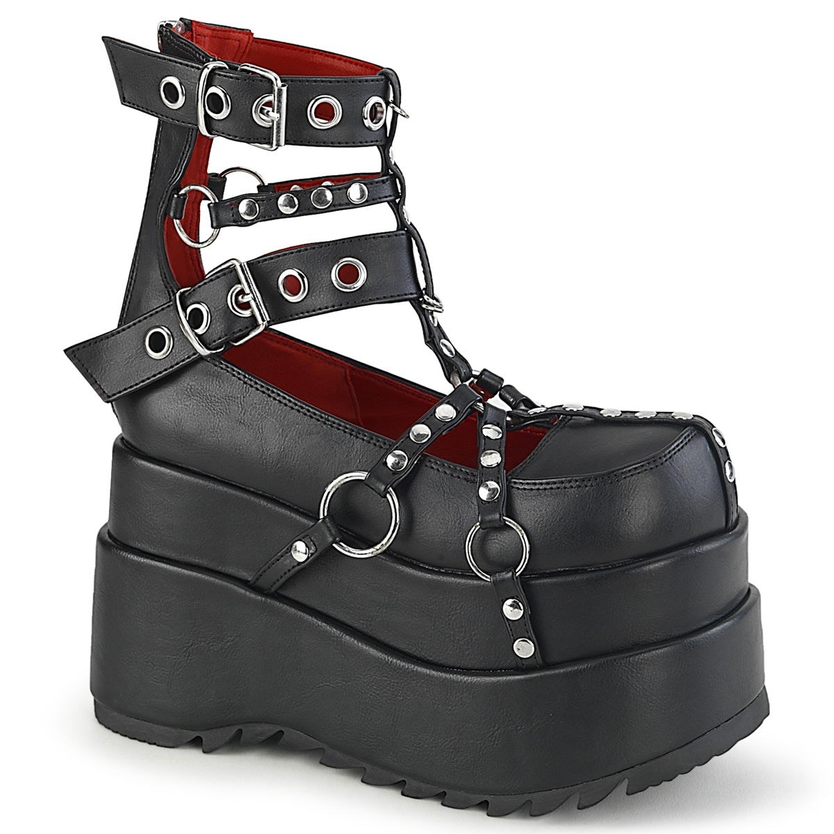 Botines Demonia Bear-28 Vegan Cuero Mujer Negros | MX-3-IMO