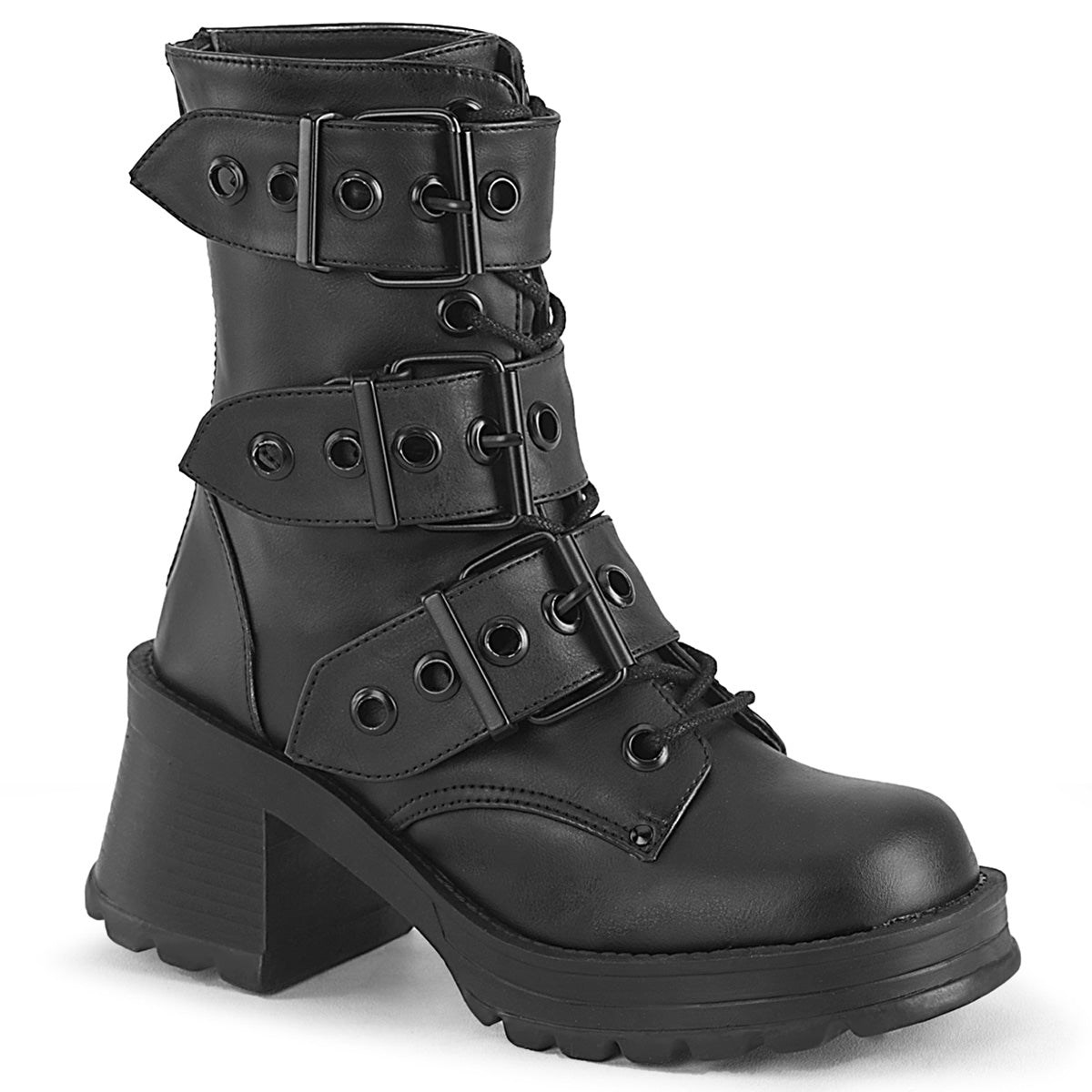 Botines Demonia Bratty-118 Vegan Cuero Mujer Negros | MX-5-DIM