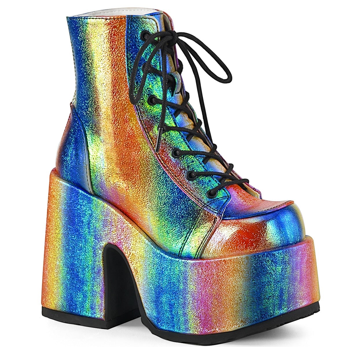 Botines Demonia Camel-203 Rainbow Iridescent Vegan Cuero Mujer Multicolor | MX-6-WXA