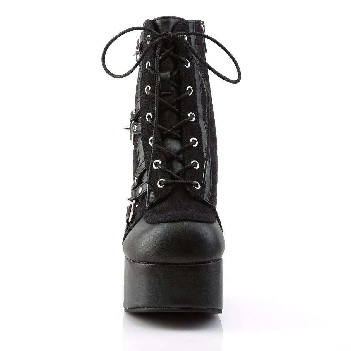 Botines Demonia Charade-100 Vegan Cuero-Gamuza Mujer Negros | MX-7-PBK