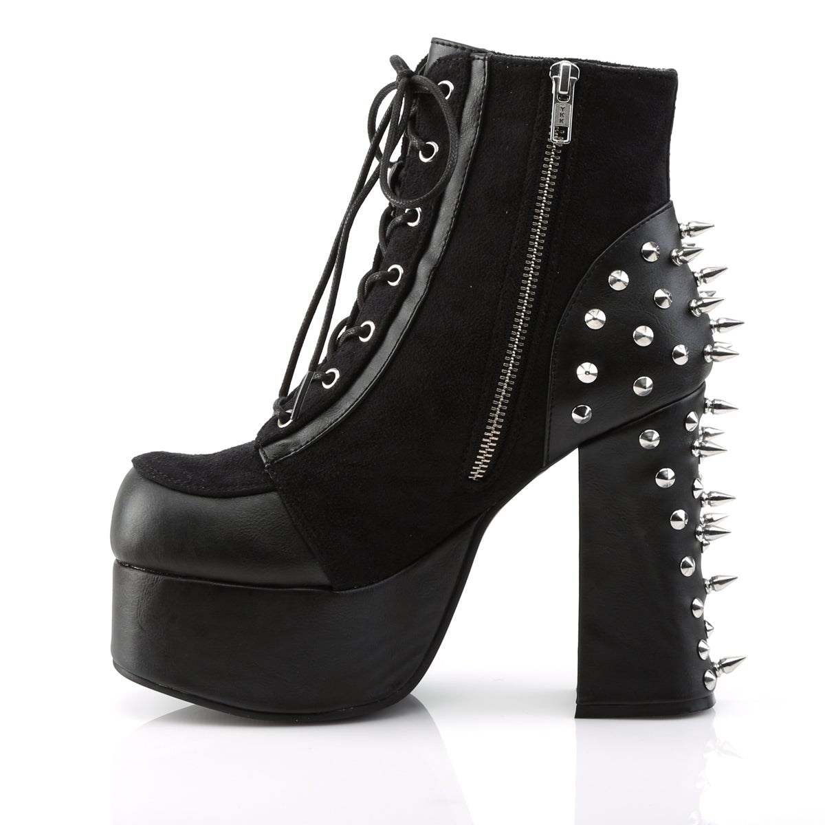 Botines Demonia Charade-100 Vegan Cuero-Gamuza Mujer Negros | MX-7-PBK