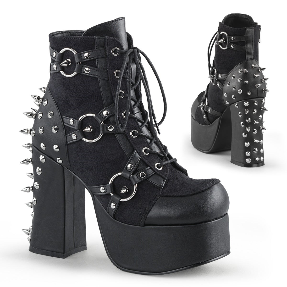 Botines Demonia Charade-100 Vegan Cuero-Gamuza Mujer Negros | MX-7-PBK