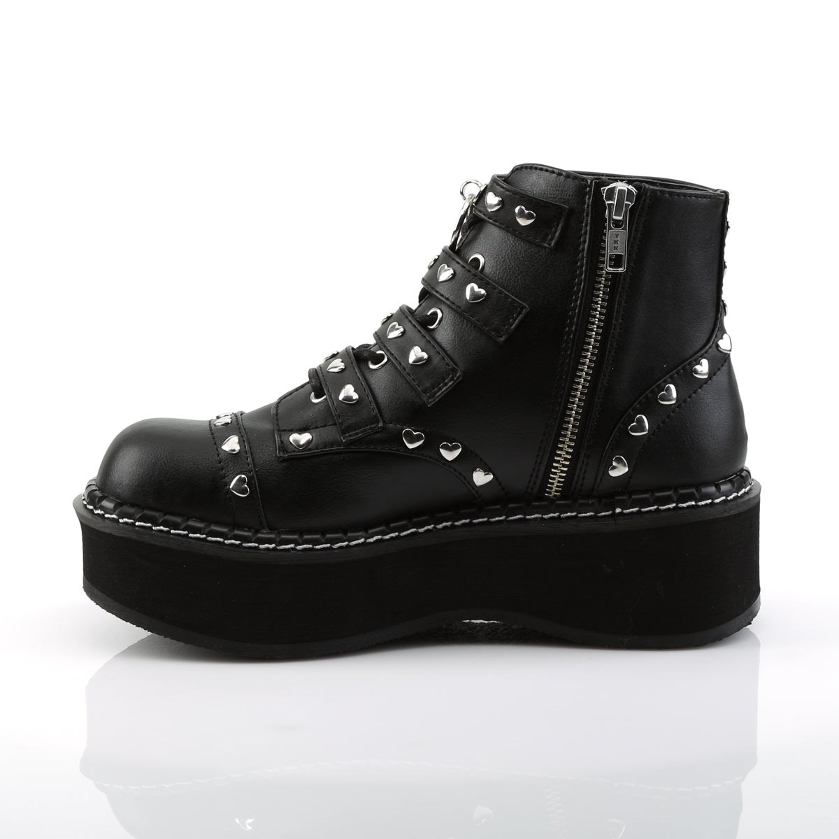 Botines Demonia Emily-315 Vegan Cuero Mujer Negros | MX-1-AWS