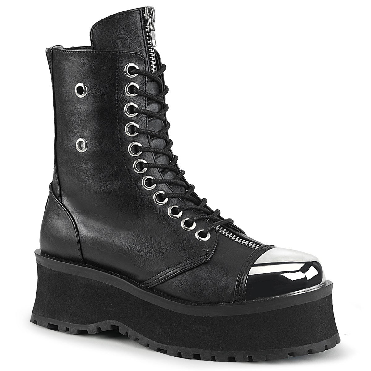 Botines Demonia Gravedigger-10 Vegan Cuero Hombre Negros | MX-2-WZN