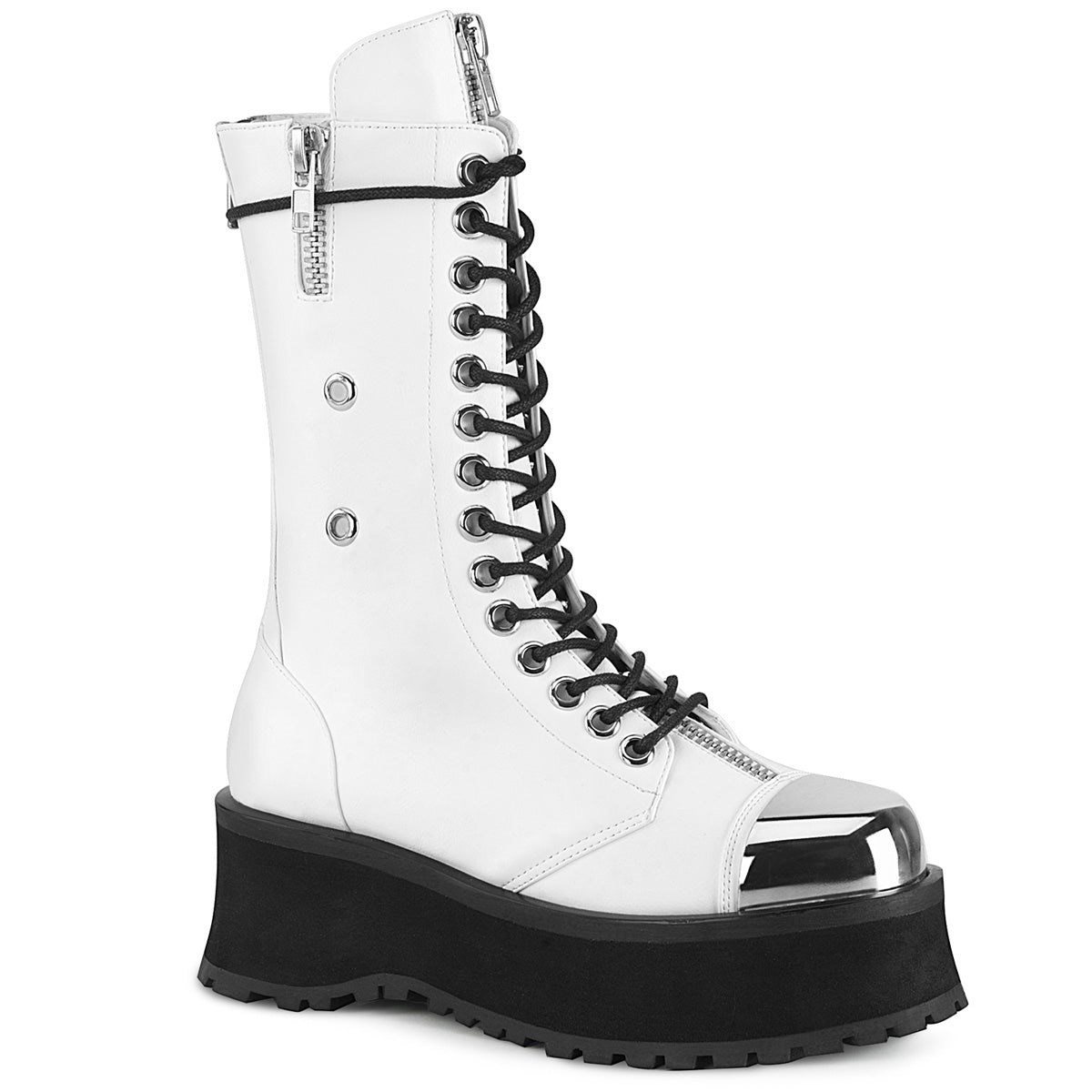 Botines Demonia Gravedigger-14 Vegan Cuero Hombre Blancos | MX-7-OZL