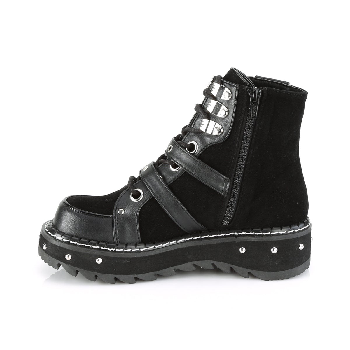 Botines Demonia Lilith-278 Cuero-Vegan Gamuza Mujer Negros | MX-0-NSU