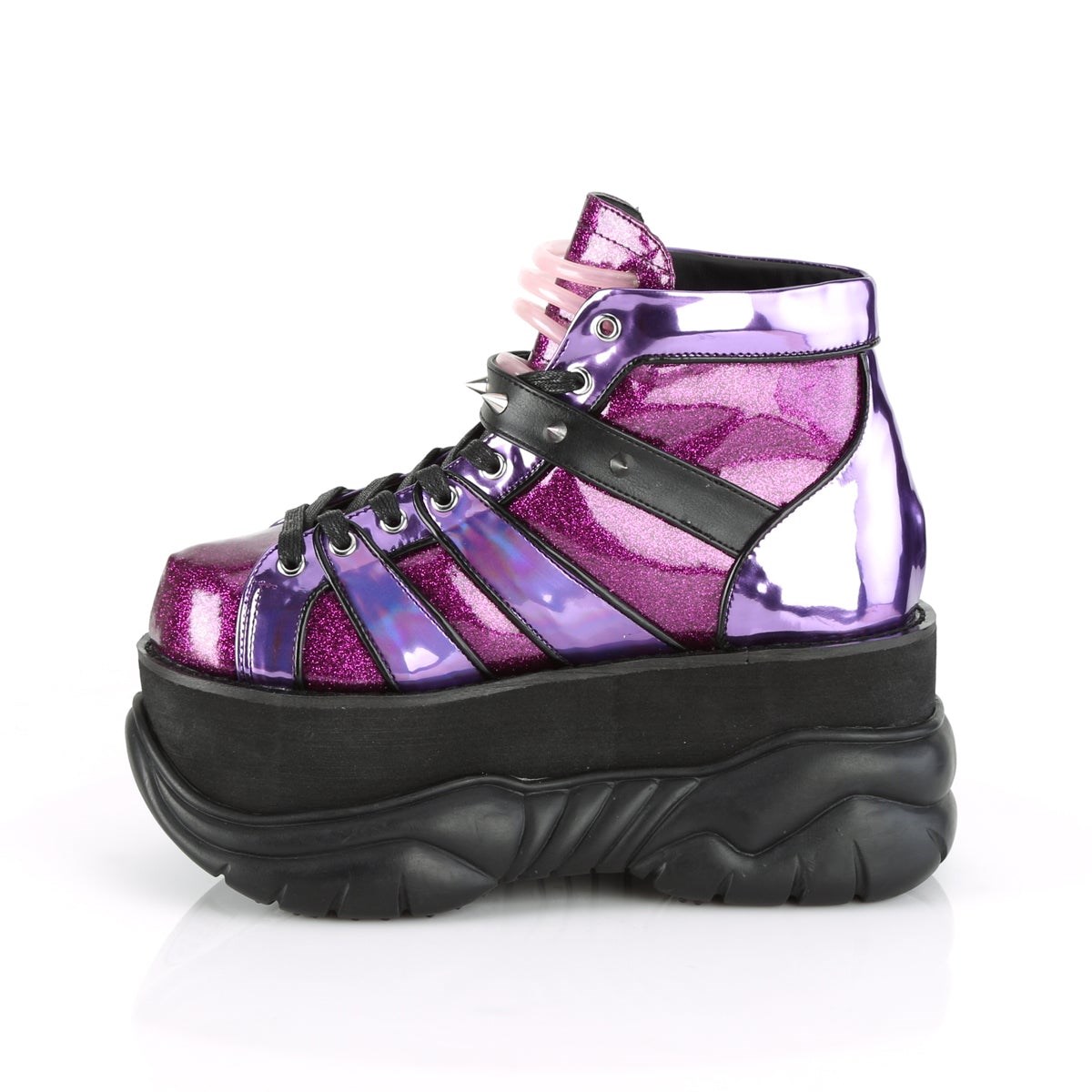 Botines Demonia Neptune-100 Glitter-Hologram Hombre Morados | MX-2-XPG