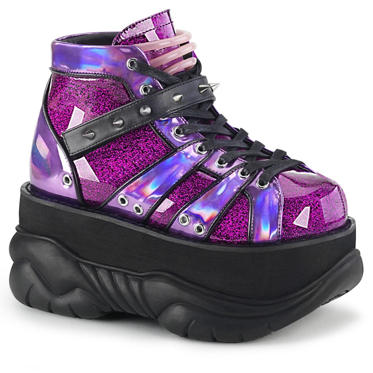 Botines Demonia Neptune-100 Glitter-Hologram Hombre Morados | MX-2-XPG