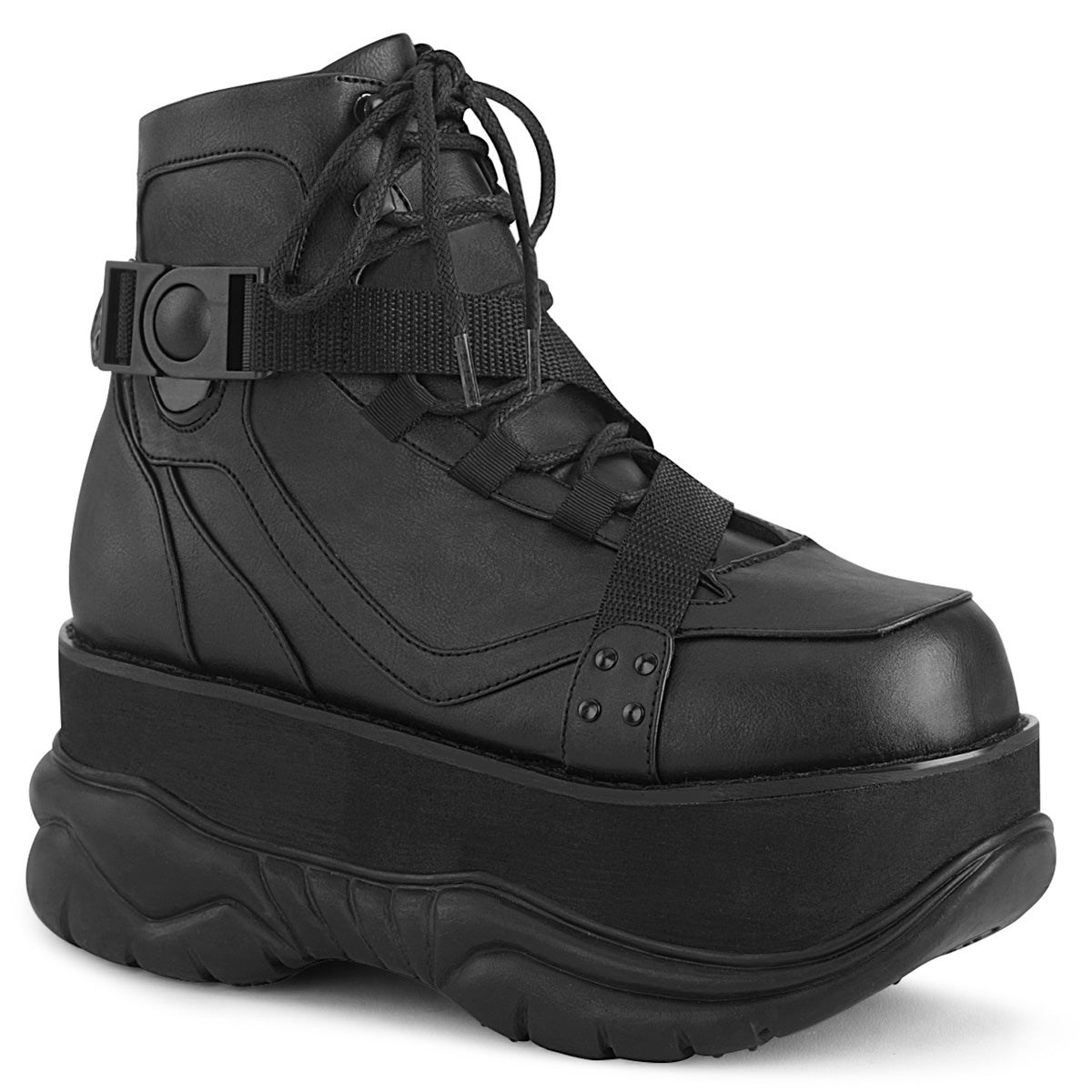 Botines Demonia Neptune-181 Vegan Cuero Hombre Negros | MX-1-OFE