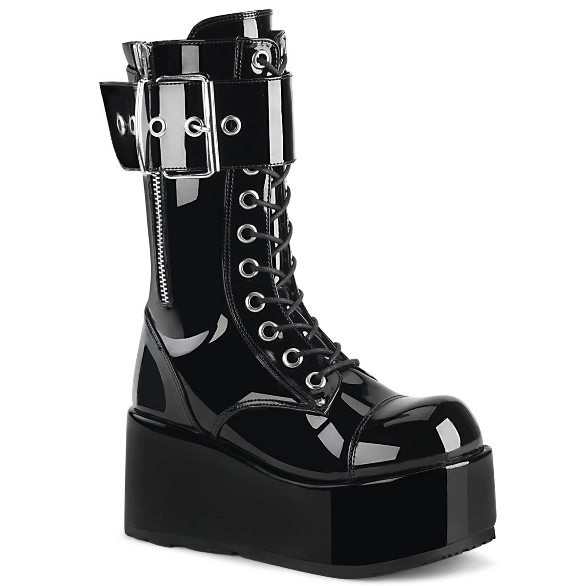 Botines Demonia Petrol-150 Charol Hombre Negros | MX-3-SQI