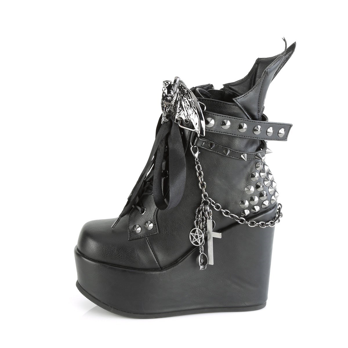 Botines Demonia Poison-107 Vegan Cuero Mujer Negros | MX-2-AWC