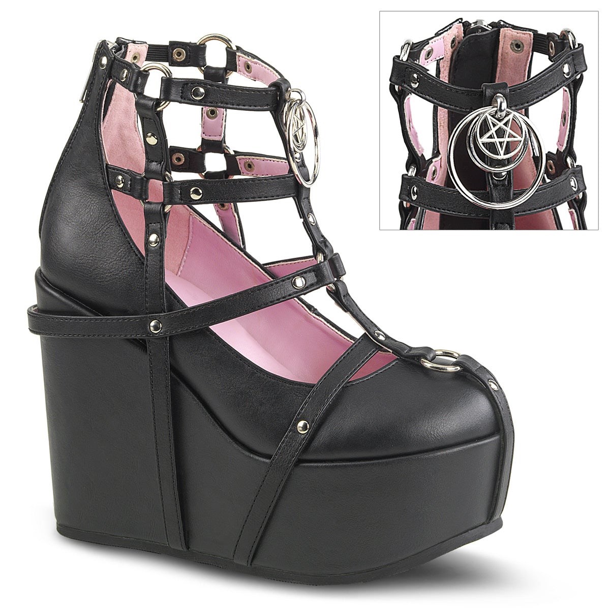 Botines Demonia Poison-25-1 Vegan Cuero Mujer Negros | MX-0-VOQ