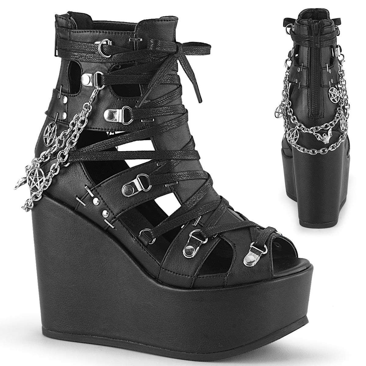 Botines Demonia Poison-95 Vegan Cuero Mujer Negros | MX-0-DXA