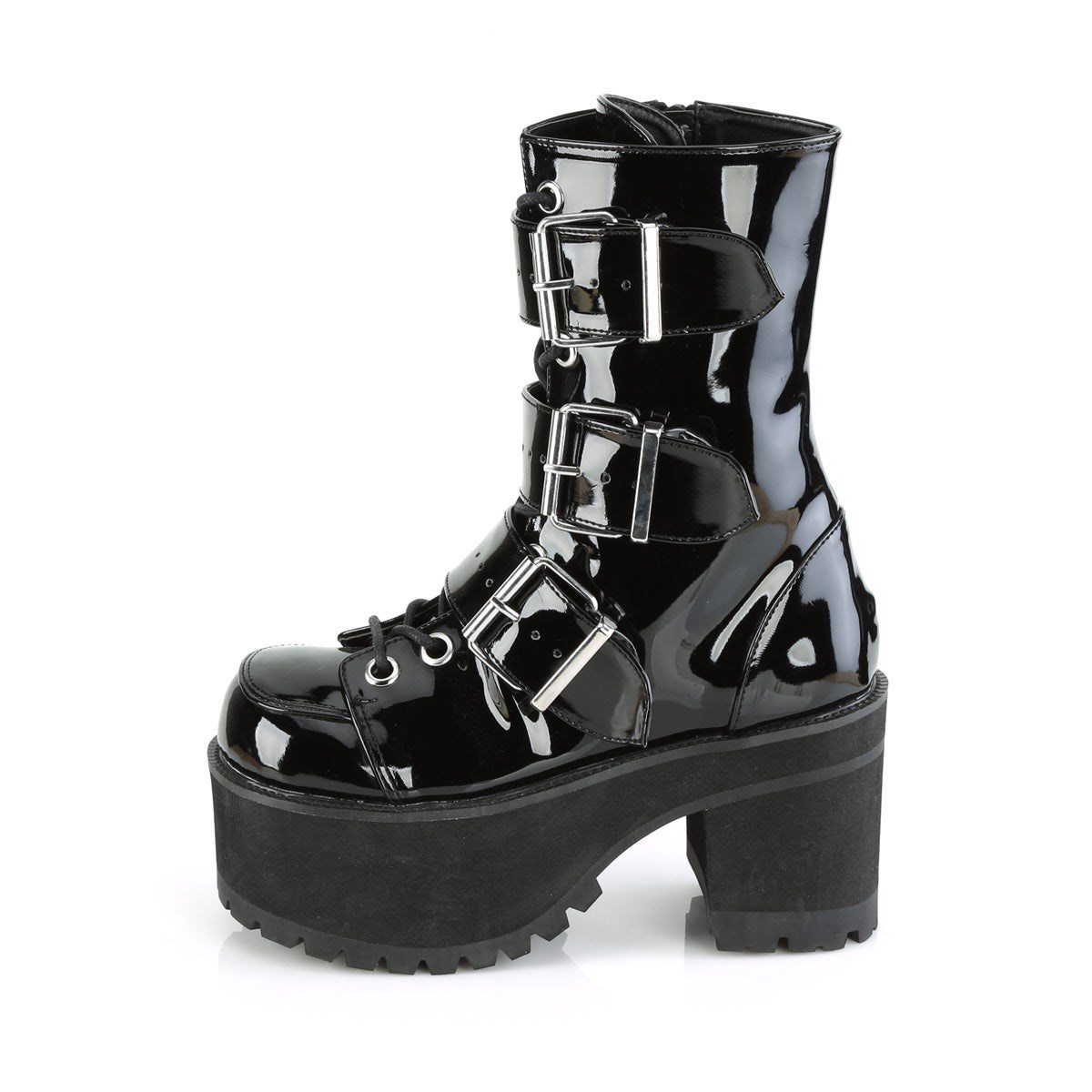 Botines Demonia Ranger-308 Charol Mujer Negros | MX-3-UCJ