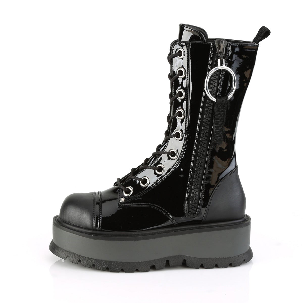 Botines Demonia Slacker-220 Vegan Cuero Mujer Negros | MX-5-YIV