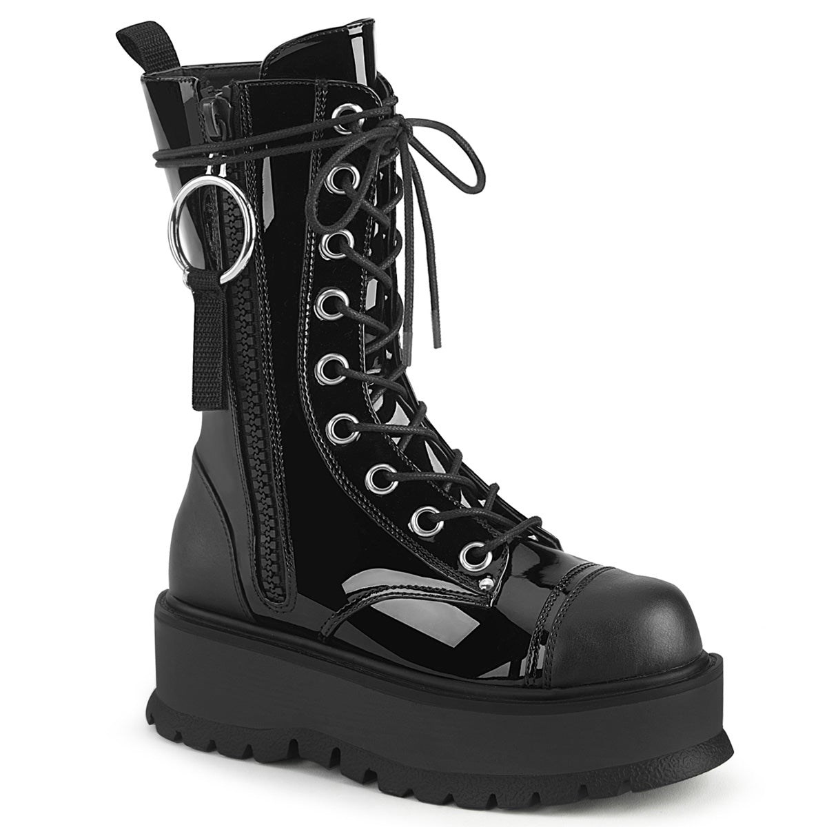 Botines Demonia Slacker-220 Vegan Cuero Mujer Negros | MX-5-YIV