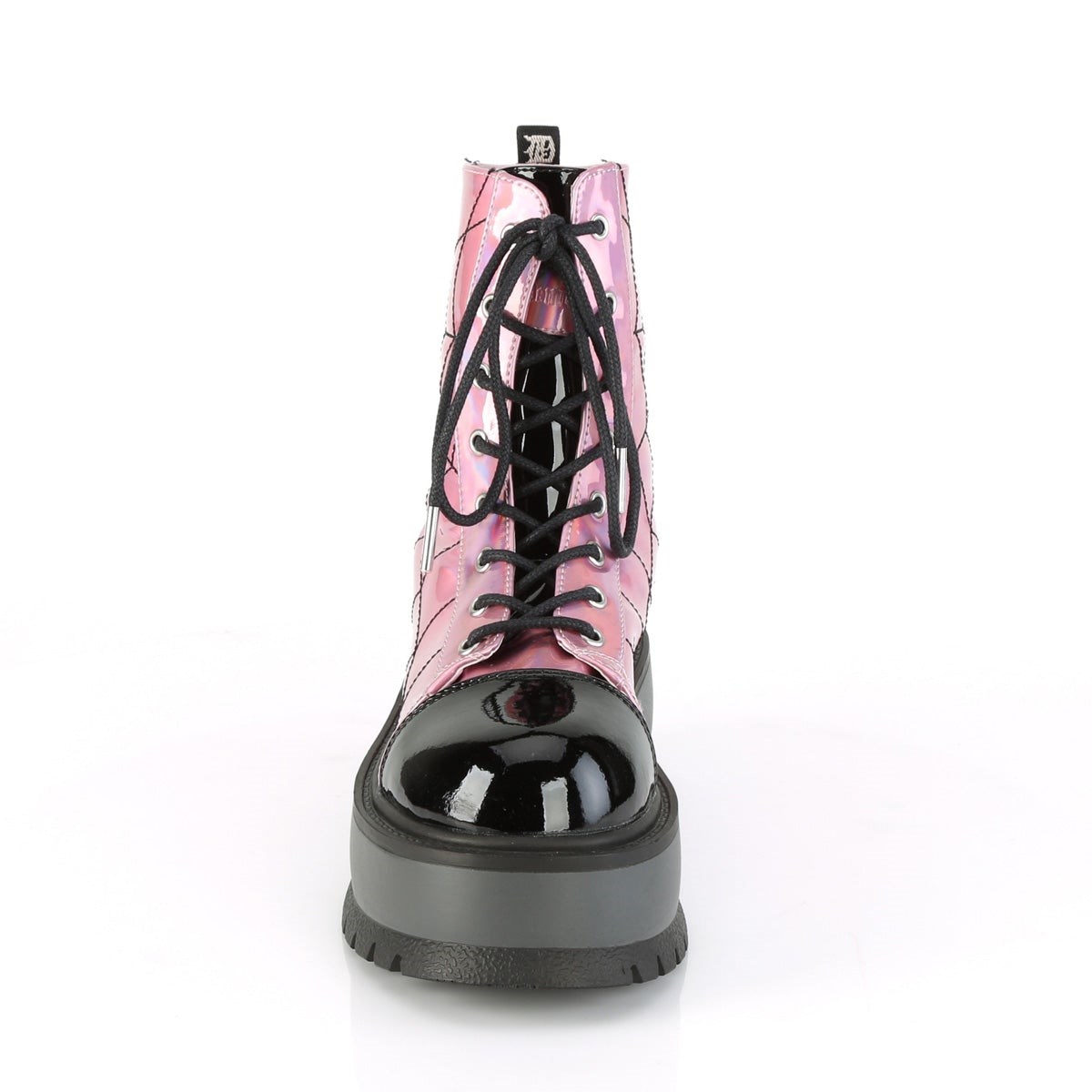 Botines Demonia Slacker-88 Hologram Charol Mujer Rosas | MX-1-EIF