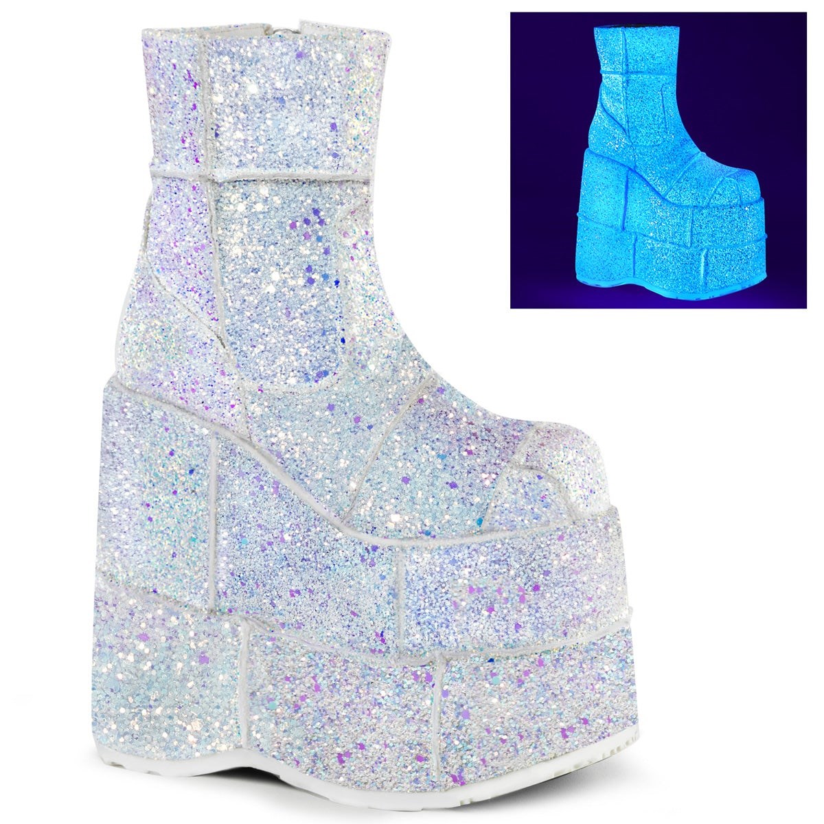 Botines Demonia Stack-201G Glitter Hombre Multicolor | MX-1-AKW