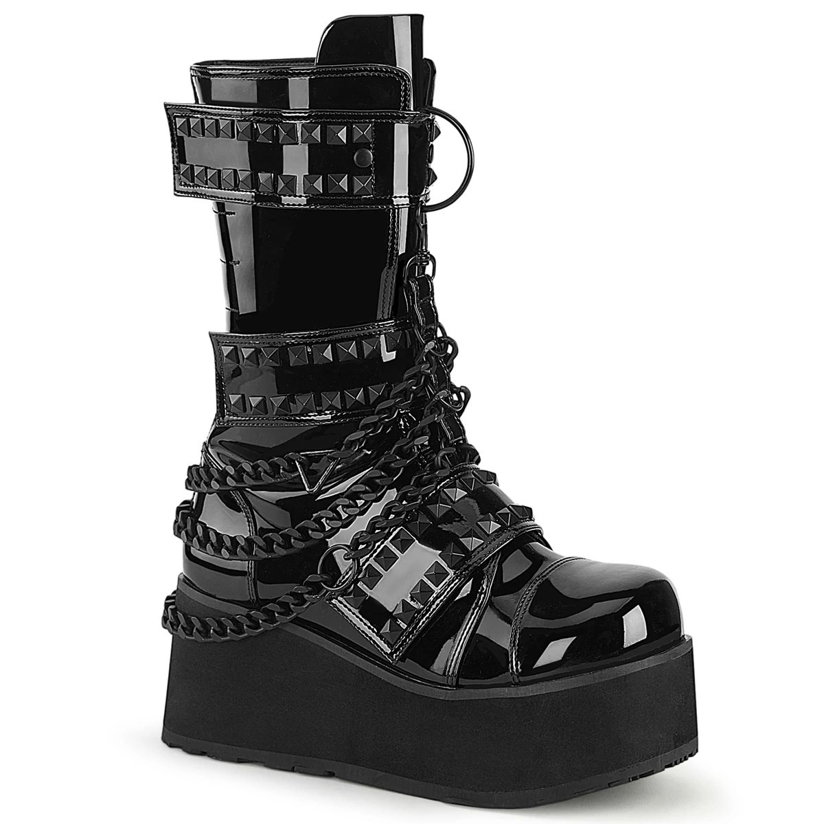 Botines Demonia Trashville-138 Charol Hombre Negros | MX-4-WJD