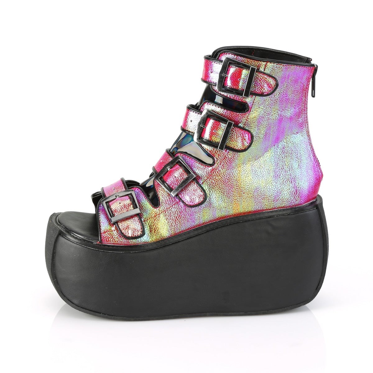 Botines Demonia Violet-150 Iridescent Vegan Cuero-Hologram Mujer Rosas Verdes | MX-9-MEU