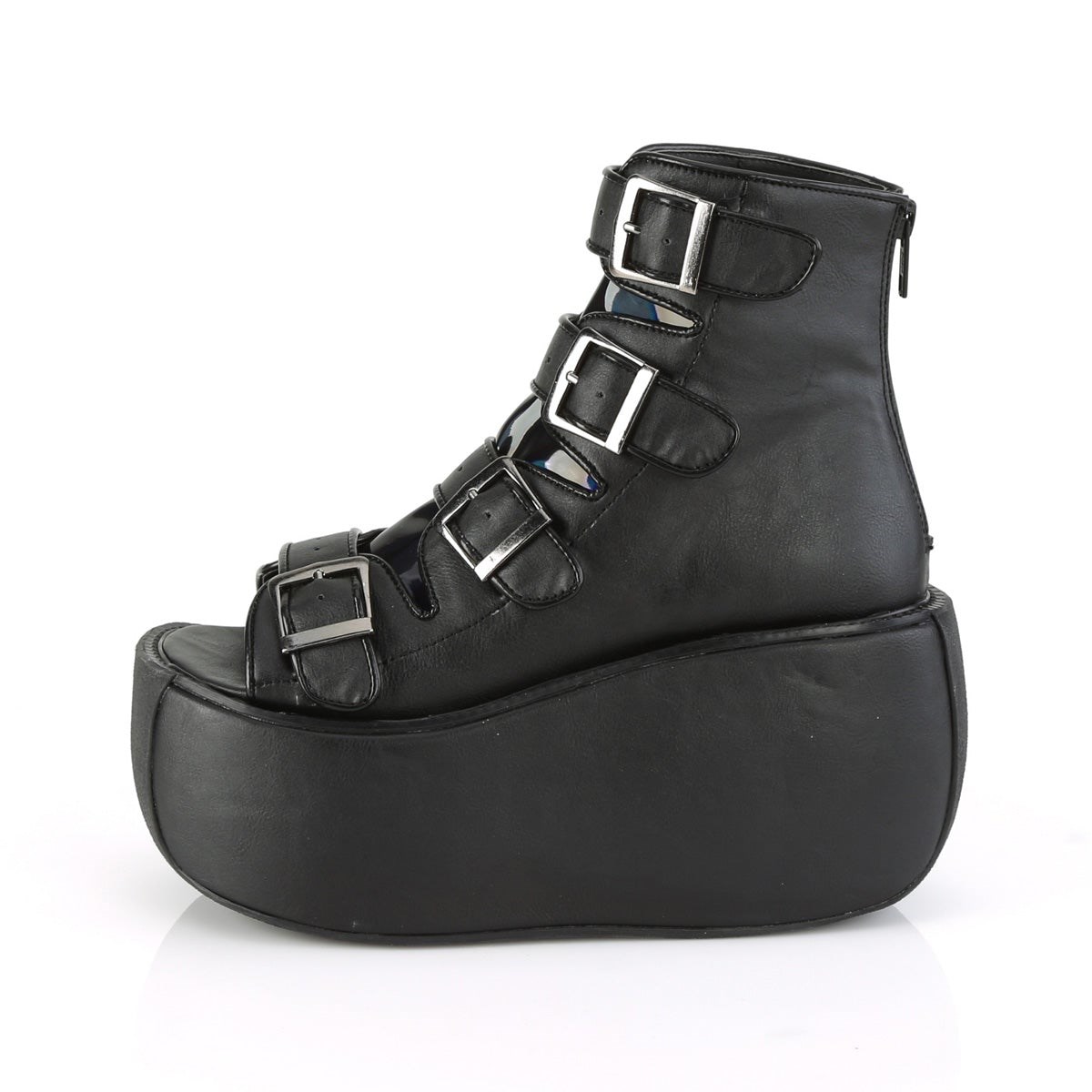 Botines Demonia Violet-150 Vegan Cuero-Hologram Mujer Negros | MX-7-NZG