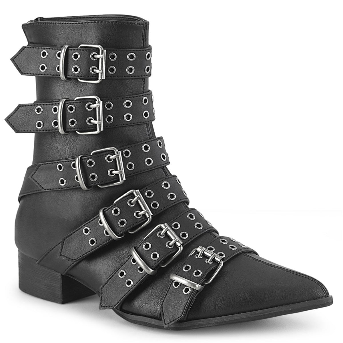 Botines Demonia Warlock-70 Vegan Cuero Hombre Negros | MX-3-GWE