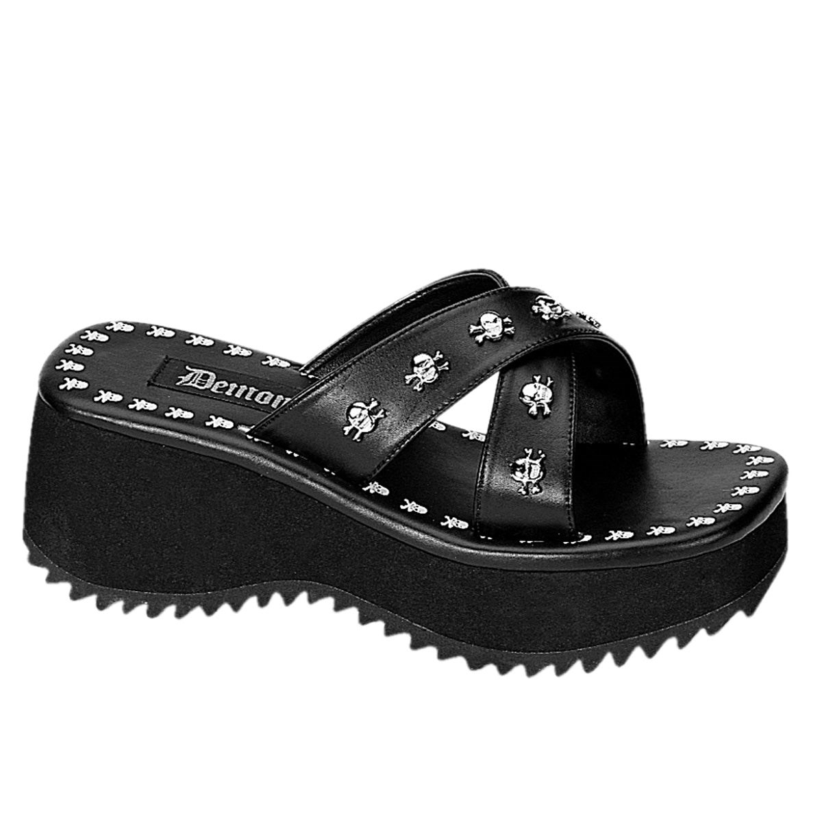 Sandalias Demonia Flip-05 Vegan Cuero Mujer Negros | MX-7-SOB