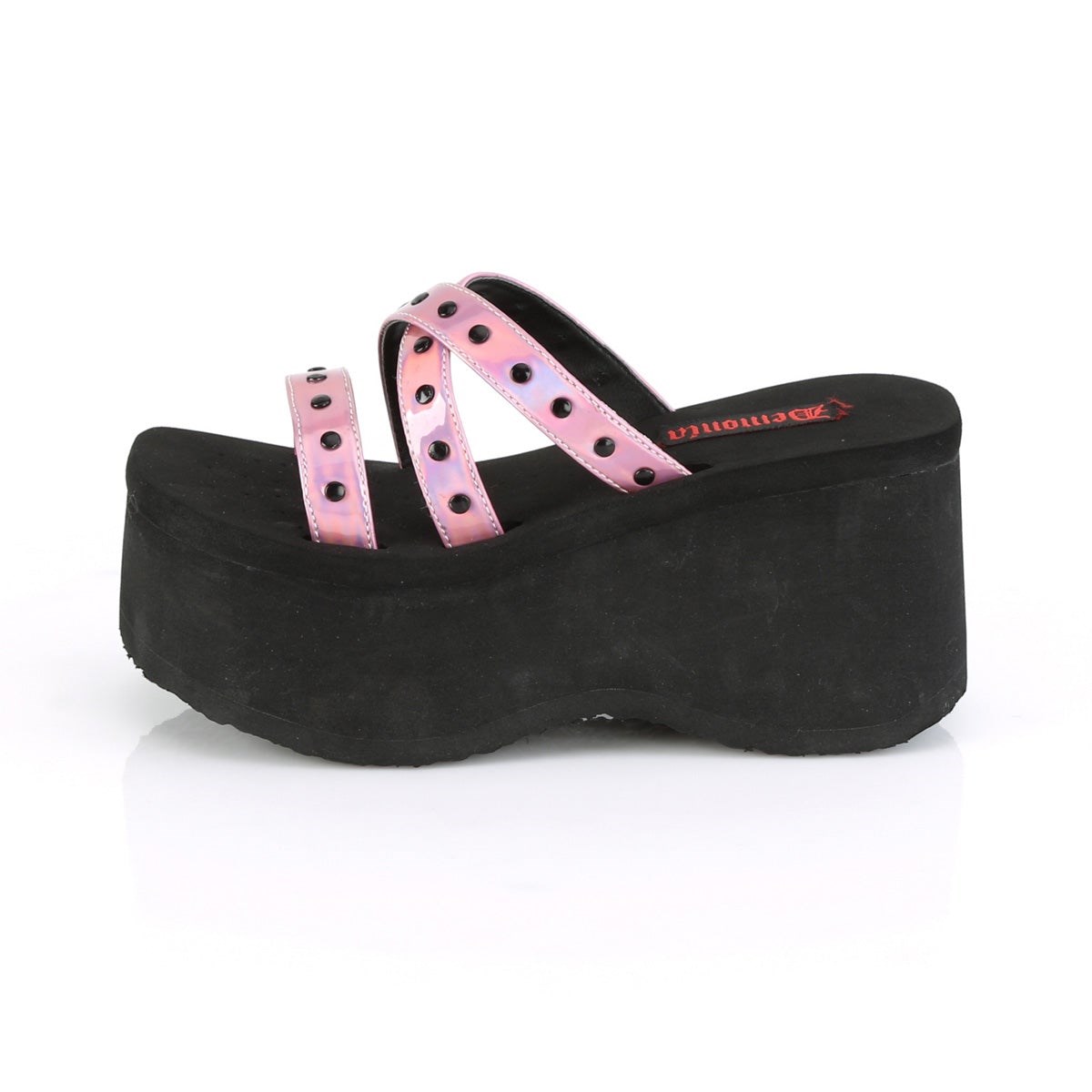 Sandalias Demonia Funn-19 Hologram Mujer Negros Rosas | MX-8-BZT