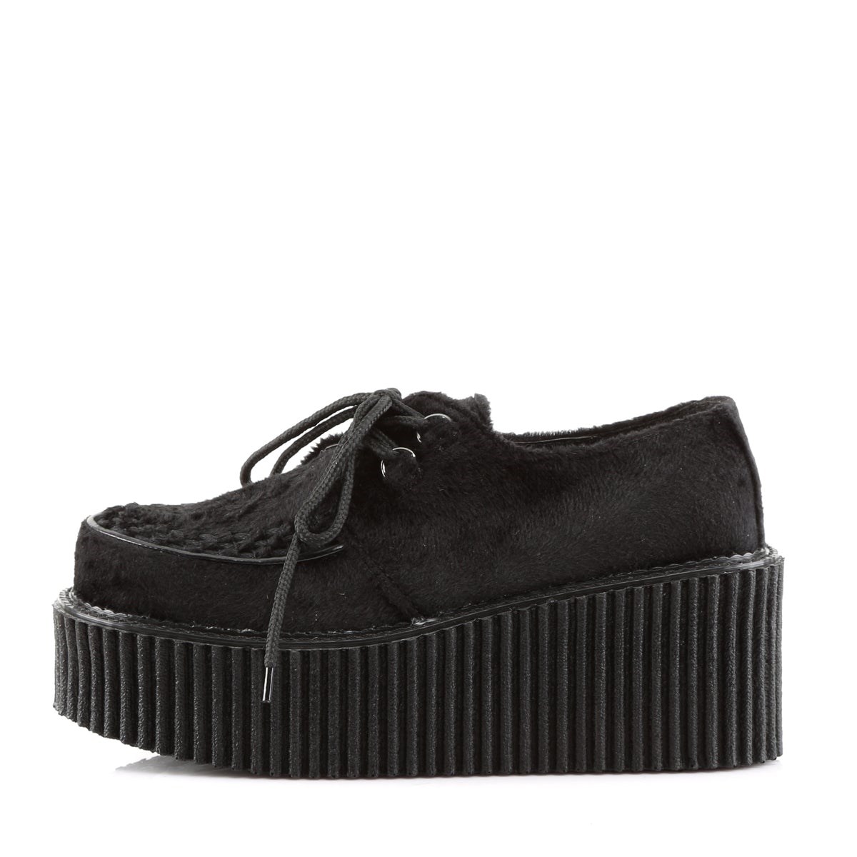 Zapatos Creepers Demonia Creeper-202 Fur Mujer Negros | MX-2-ITA