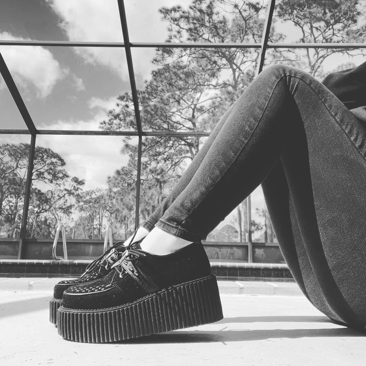 Zapatos Creepers Demonia Creeper-206 Vegan Gamuza-Vegan Cuero Mujer Negros | MX-7-LAP