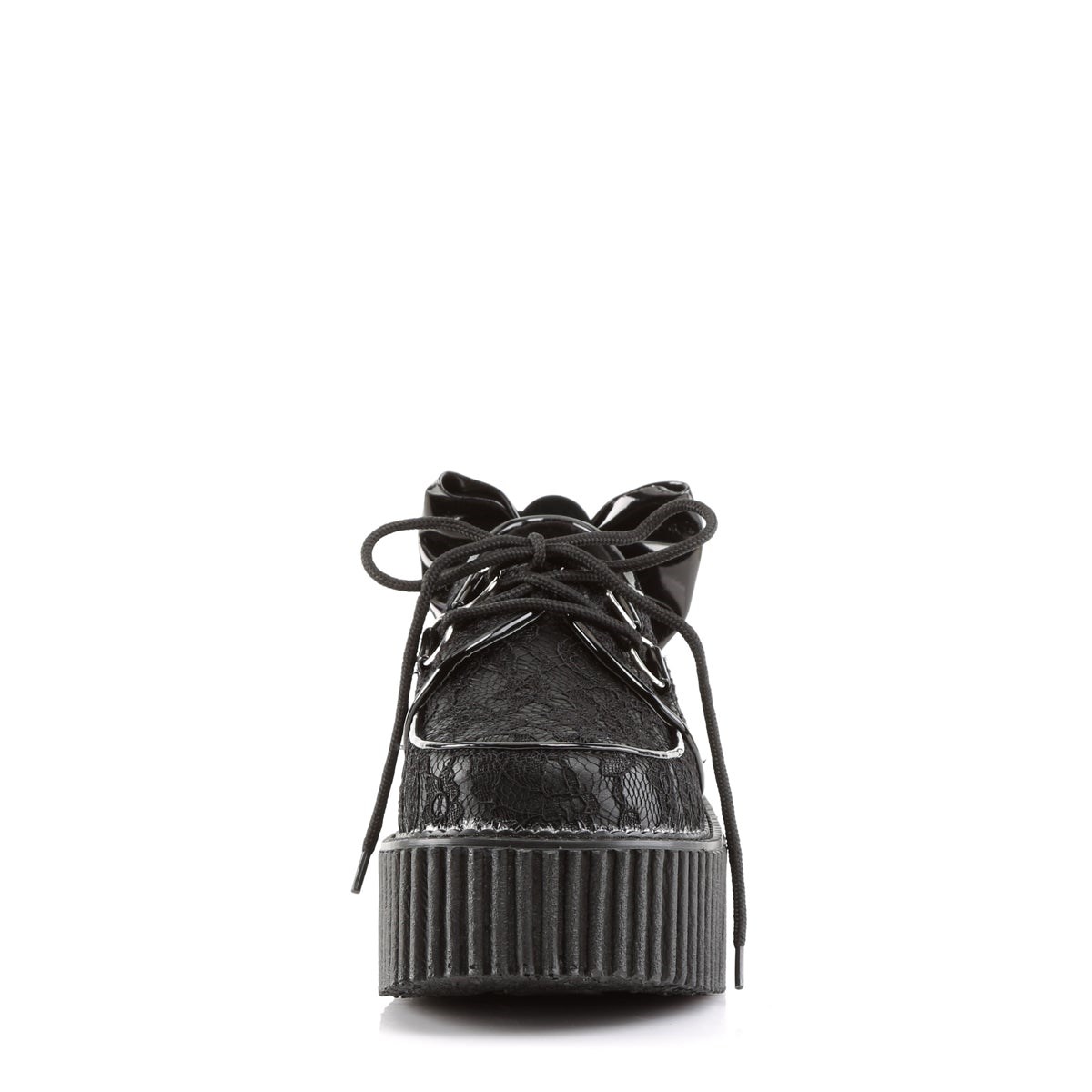 Zapatos Creepers Demonia Creeper-212 Vegan Cuero-Encaje Mujer Negros | MX-1-OGS