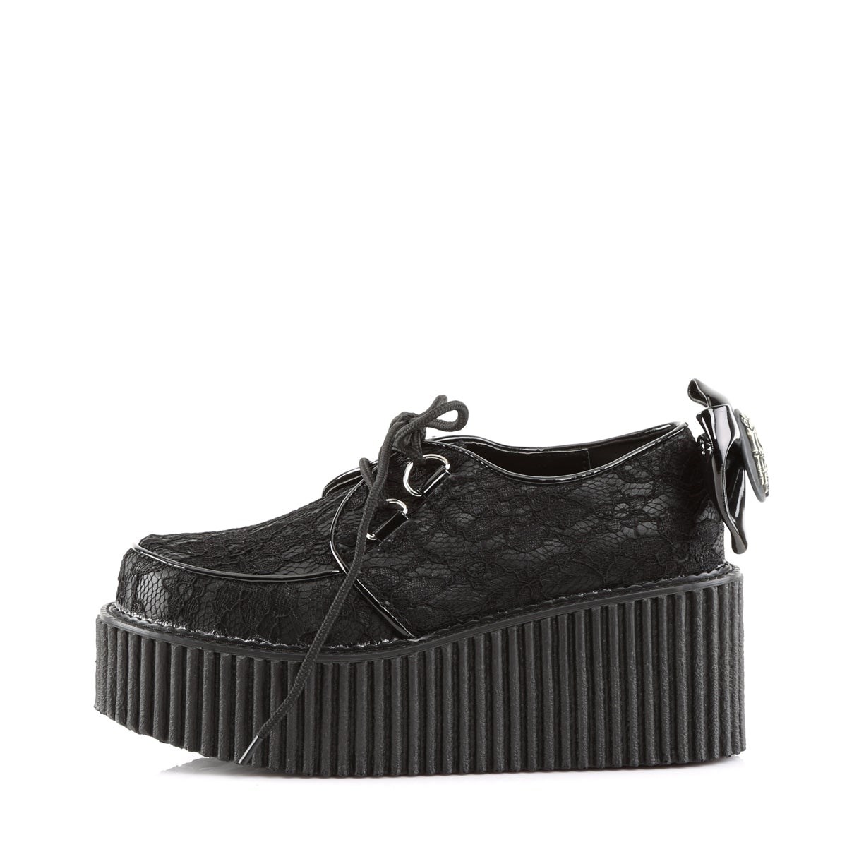 Zapatos Creepers Demonia Creeper-212 Vegan Cuero-Encaje Mujer Negros | MX-1-OGS