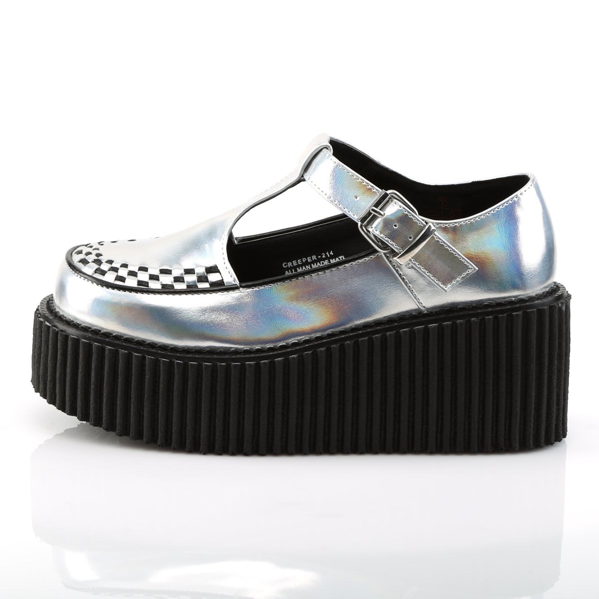 Zapatos Creepers Demonia Creeper-214 Hologram Mujer Plateados | MX-6-LQJ