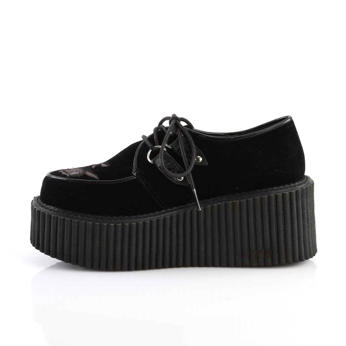 Zapatos Creepers Demonia Creeper-219 Velvet Mujer Negros | MX-5-ESY