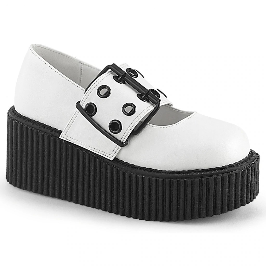 Zapatos Creepers Demonia Creeper-230 Vegan Cuero Mujer Blancos | MX-7-ZHN