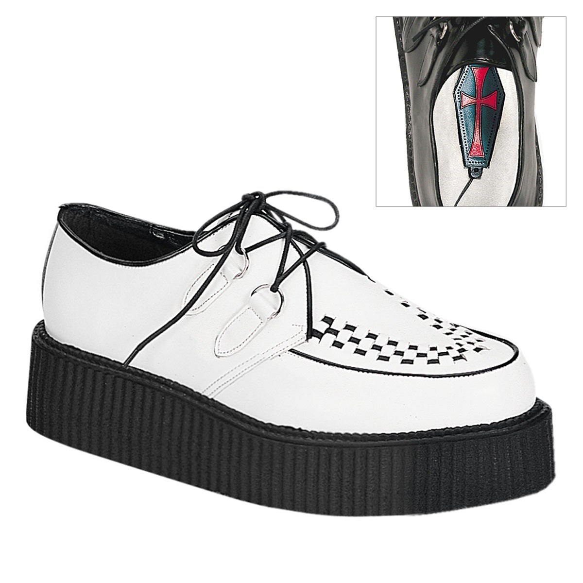 Zapatos Creepers Demonia Creeper-402 Cuero Mujer Blancos | MX-9-ILA