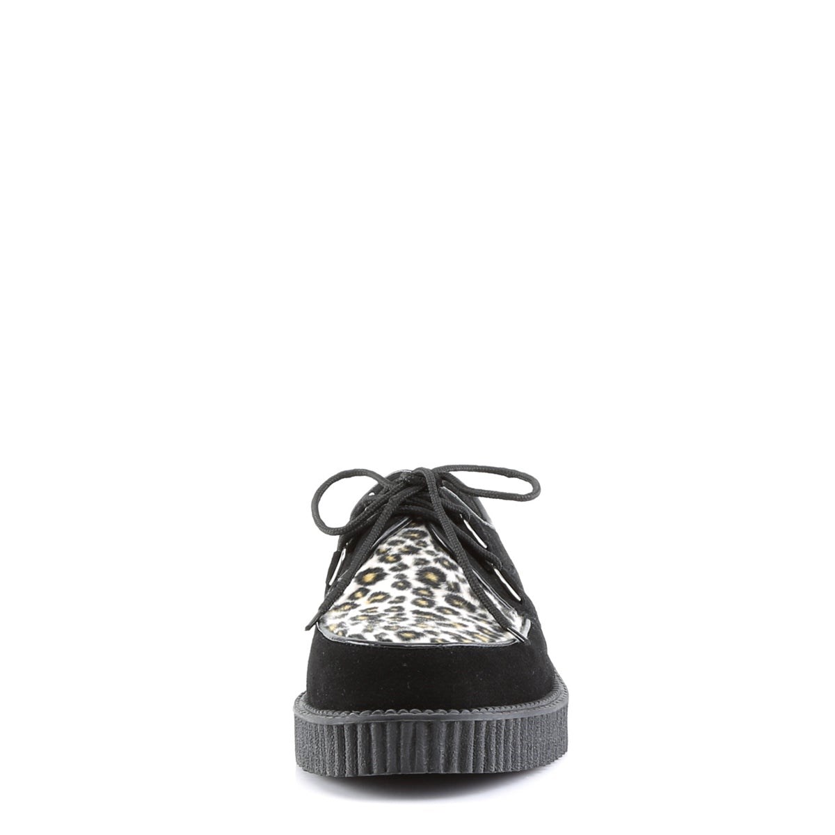 Zapatos Creepers Demonia Creeper-600 Gamuza-Cheetah Fur Mujer Negros | MX-1-TQM