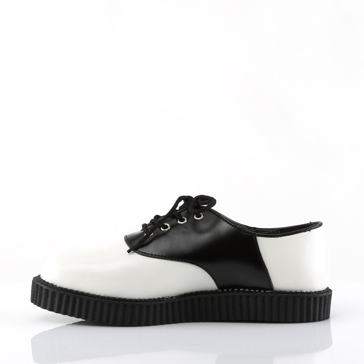 Zapatos Creepers Demonia Creeper-606 Cuero Hombre Blancos Negros | MX-3-MEZ